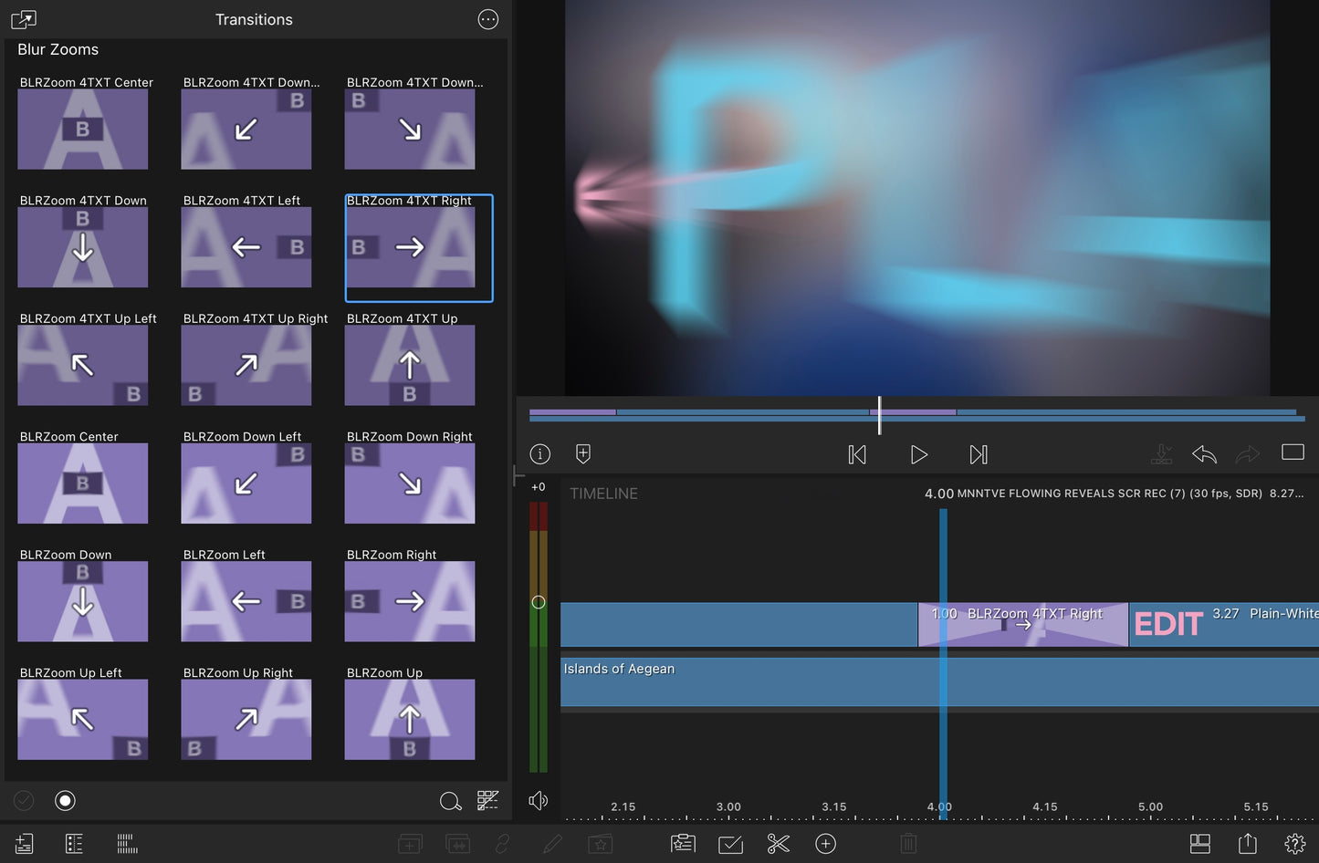 Flowing Reveals - LumaFusion Native Transitions Pack for iPadOS/iOS/macOS