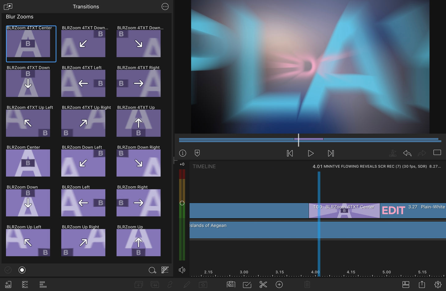 Flowing Reveals - LumaFusion Native Transitions Pack for iPadOS/iOS/macOS
