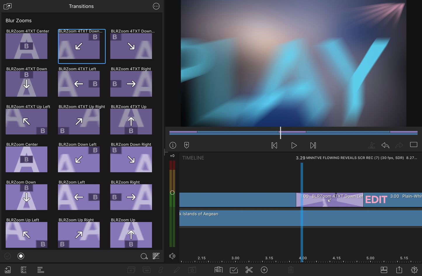 Flowing Reveals - LumaFusion Native Transitions Pack for iPadOS/iOS/macOS