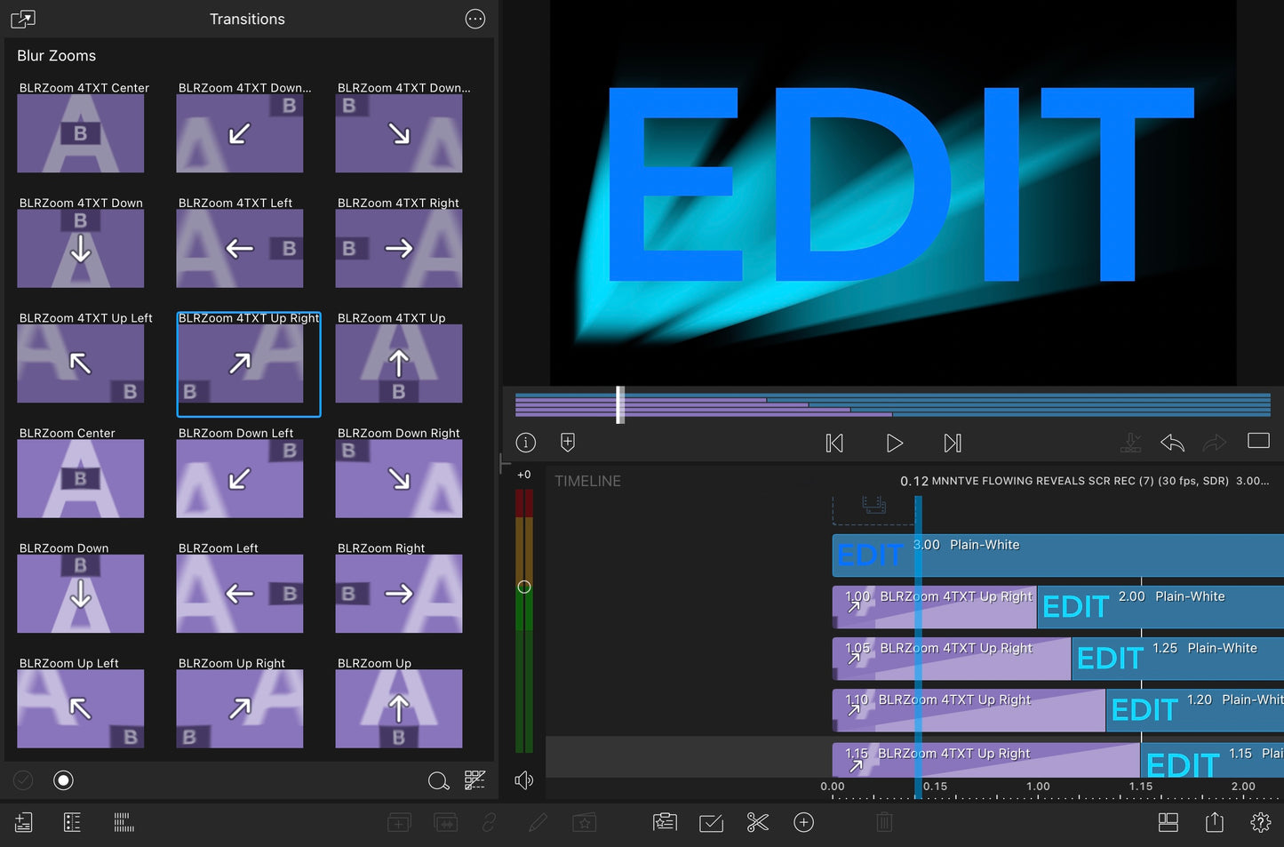 Flowing Reveals - LumaFusion Native Transitions Pack for iPadOS/iOS/macOS