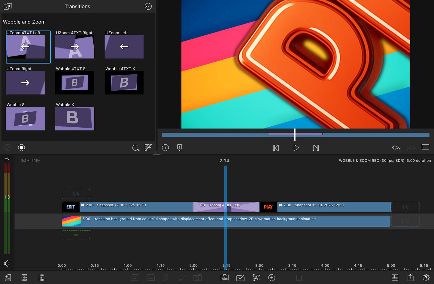 ** WOOBLE and ZOOM - LumaFusion Native Transitions Pack for iPadOS/iOS/macOS - Select-Apply-Amaze, all in under 1 second