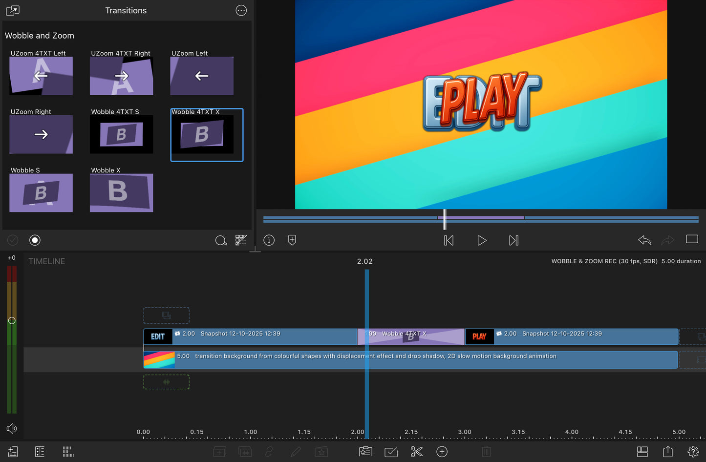 ** WOOBLE and ZOOM - LumaFusion Native Transitions Pack for iPadOS/iOS/macOS - Select-Apply-Amaze, all in under 1 second